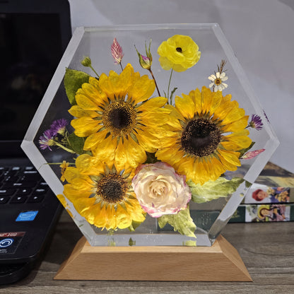 Enchanted Sunflower Resin Lamp