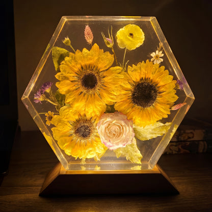 Enchanted Sunflower Resin Lamp